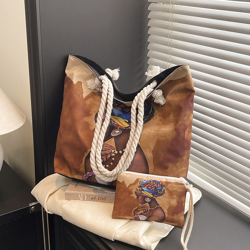 WoStylish Graphic Print Beach Tote Bag LoungeYard — product view 4