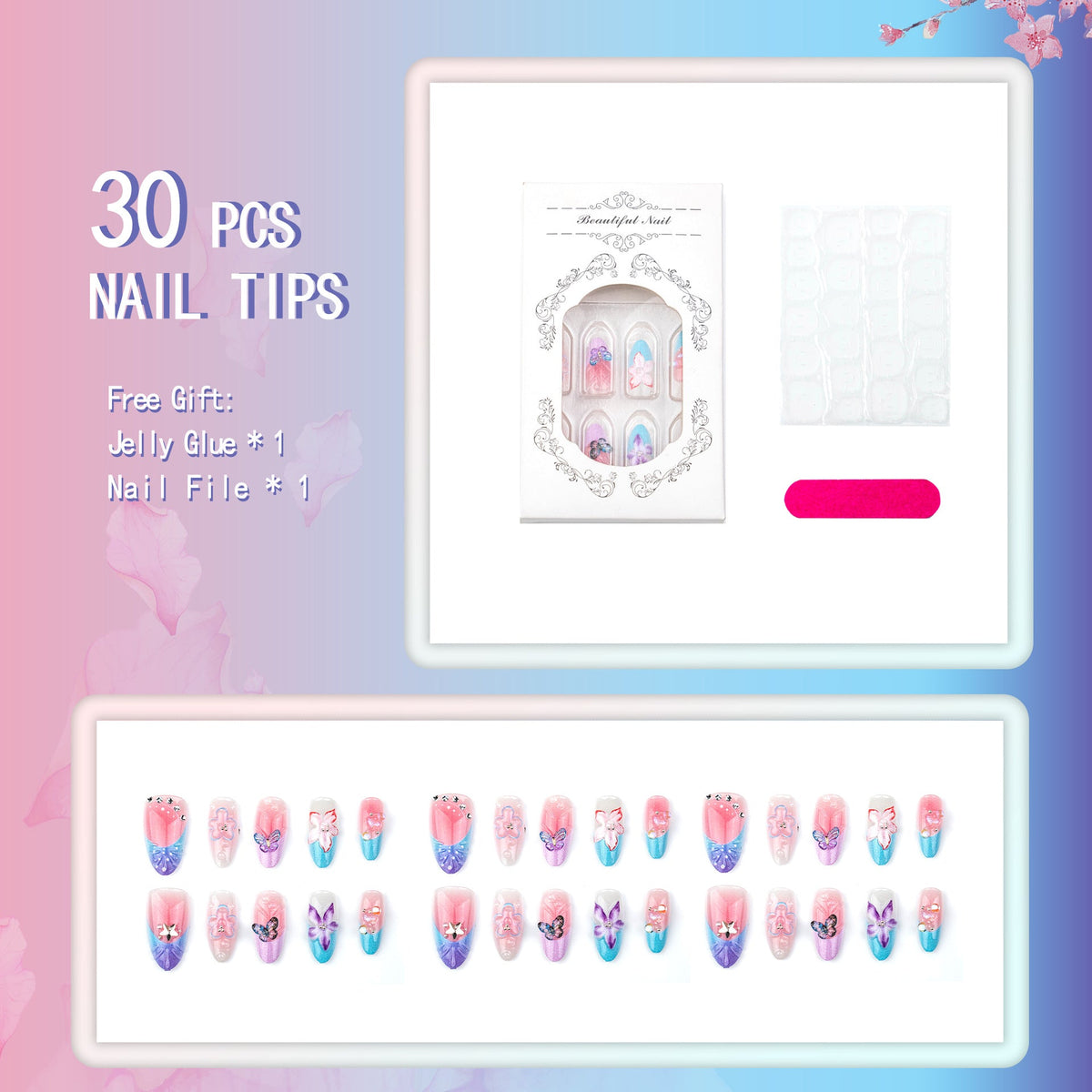 Floral Artistic Press-On Nail Set — product view 3