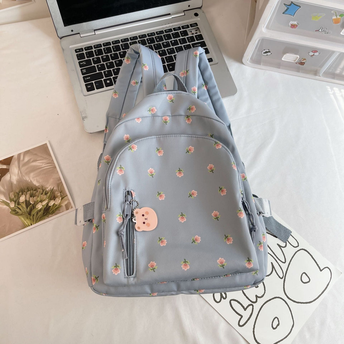 Cute Floral Embroidered Mini Backpack LoungeYard — product view 7