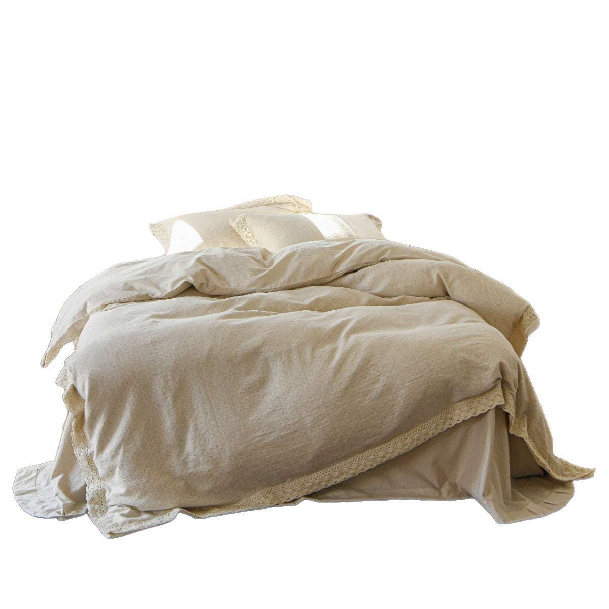High-quality linen bedding set with lace trim & fitted sheet — product view 5