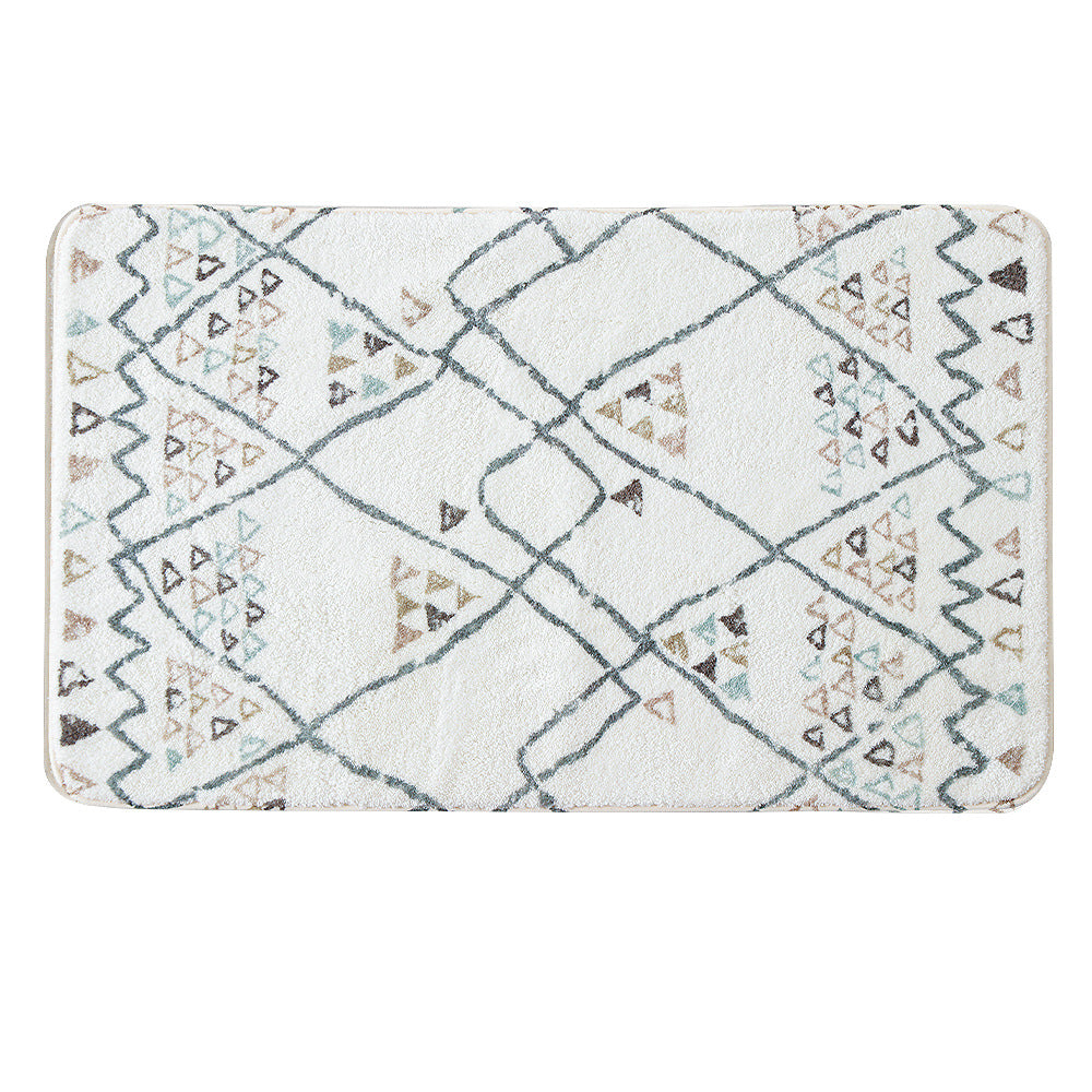Boho cotton bath mat with fringes and geometric diamond pattern LoungeYard — product view 5