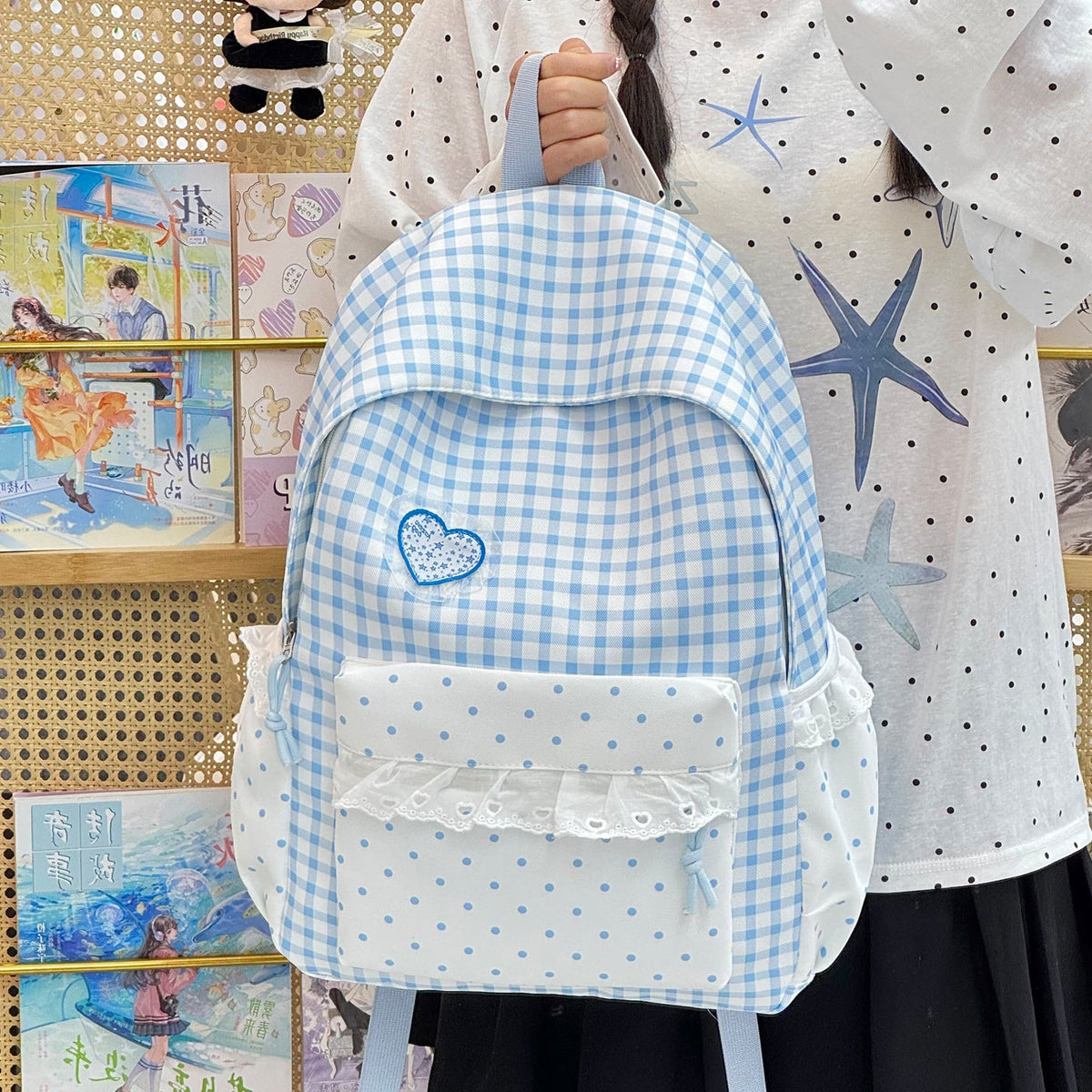 Stylish Checked Backpack LoungeYard — product view 1