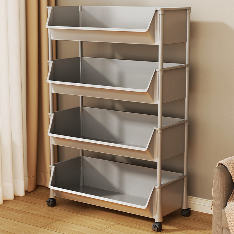 Compact Two-Tier Rolling Storage Cart with Side Hooks — product view 1
