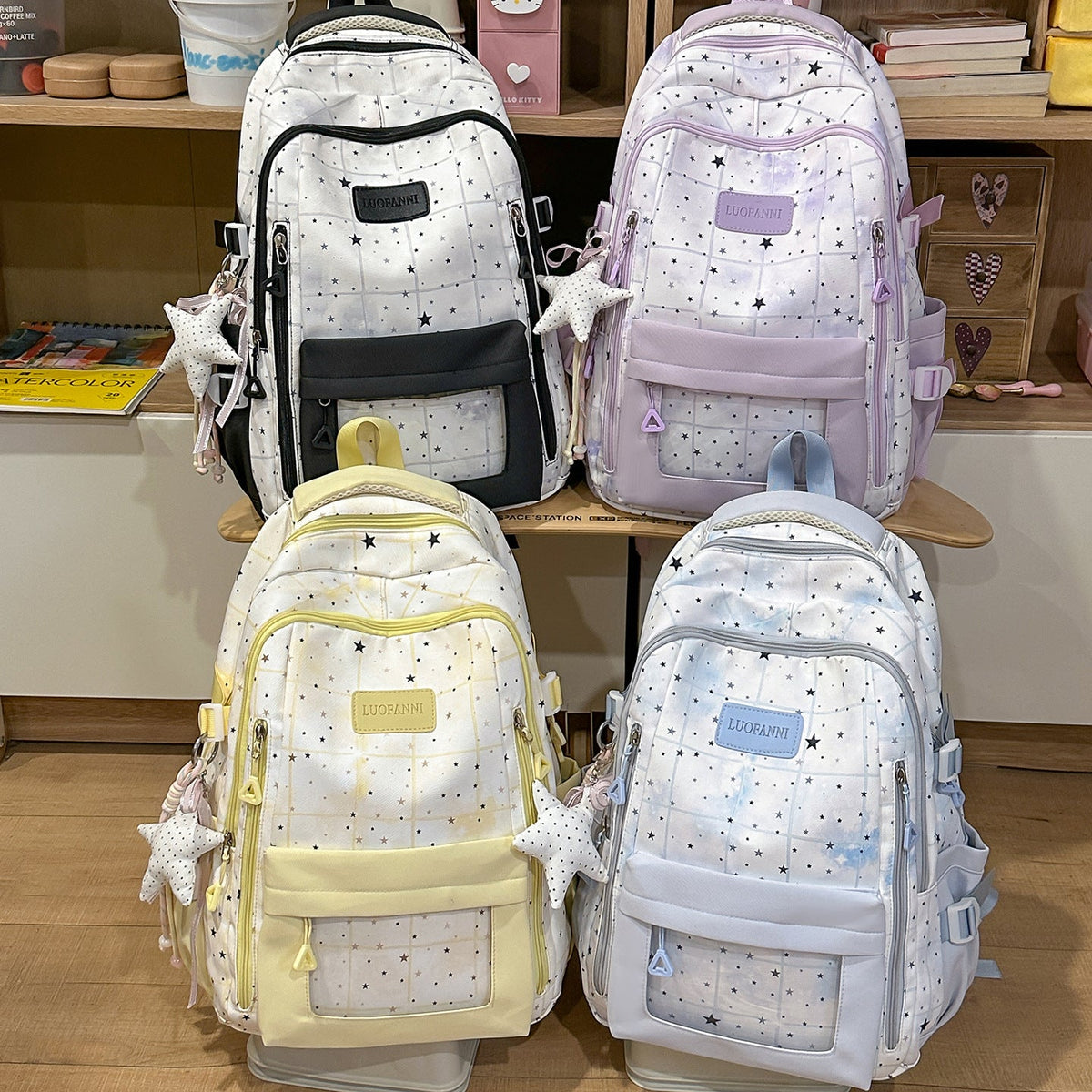 Star-Patterned Multi-Compartment Backpack LoungeYard — product view 4