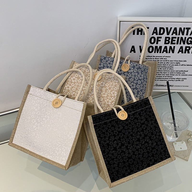 Elegant Floral Patterned Handheld Tote Bag — product view 2