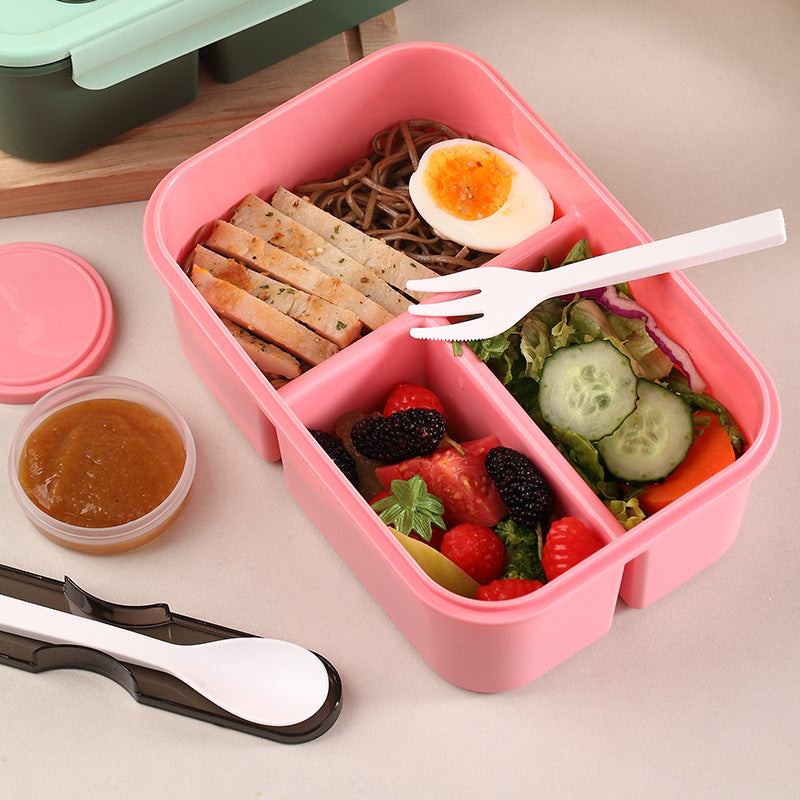Multi-Compartment Bento Food Storage Box with Built-In Utensils — product view 3
