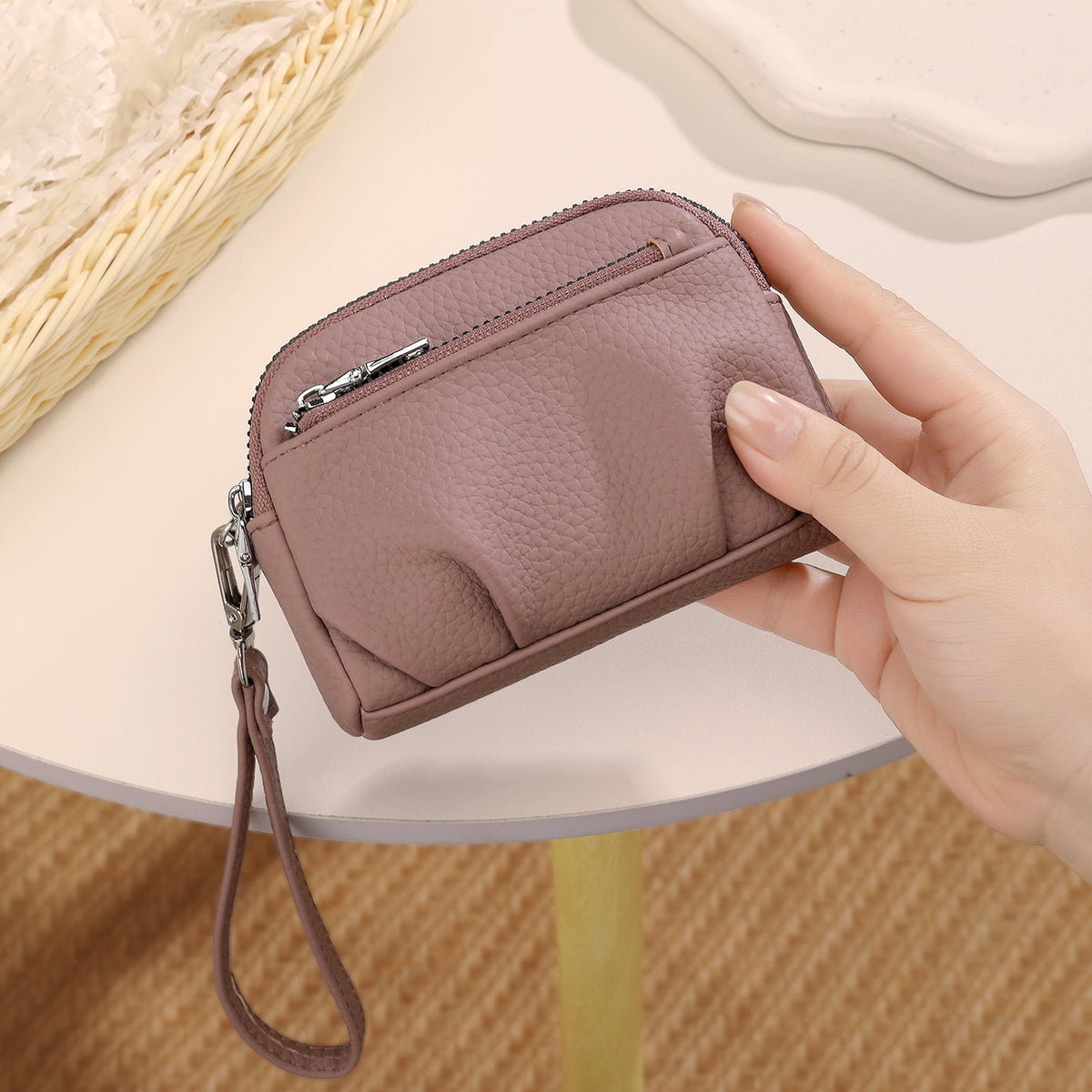 Textured Zip-Around Coin Wallet — product view 3