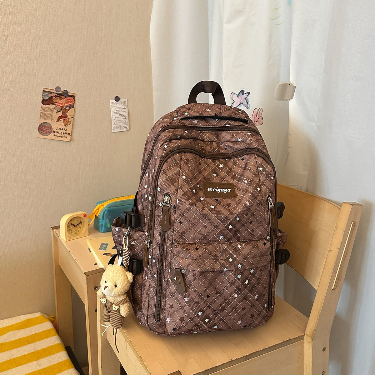 Playful Plaid Patterned Backpack — product view 3