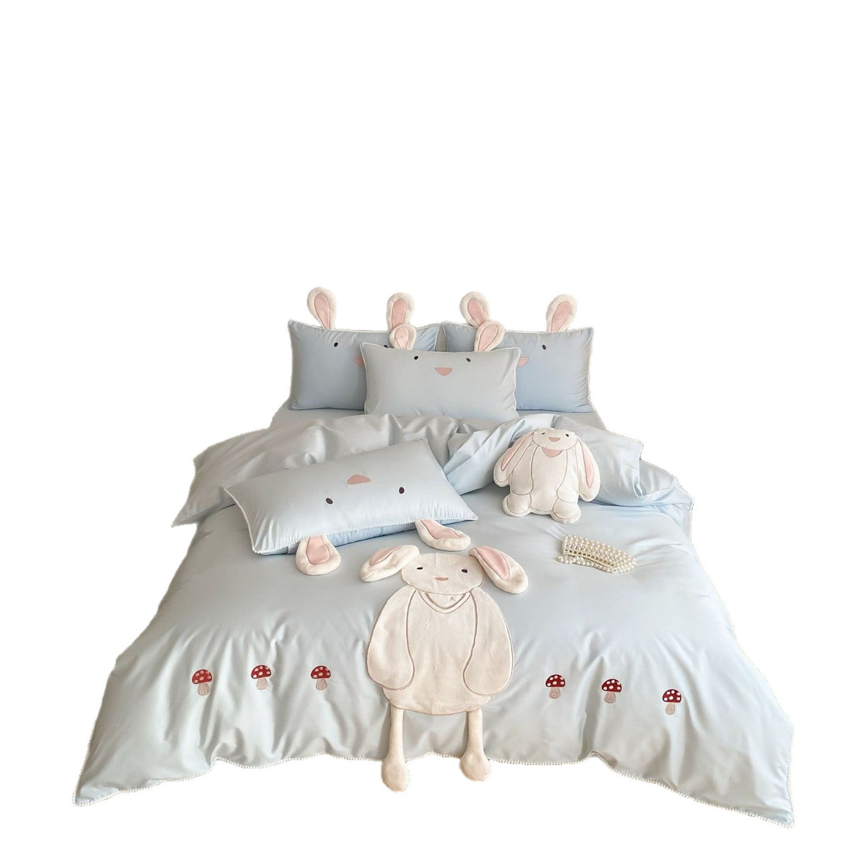 Kids bedding set with 3D bunny appliqué and cuddle pillow — product view 5