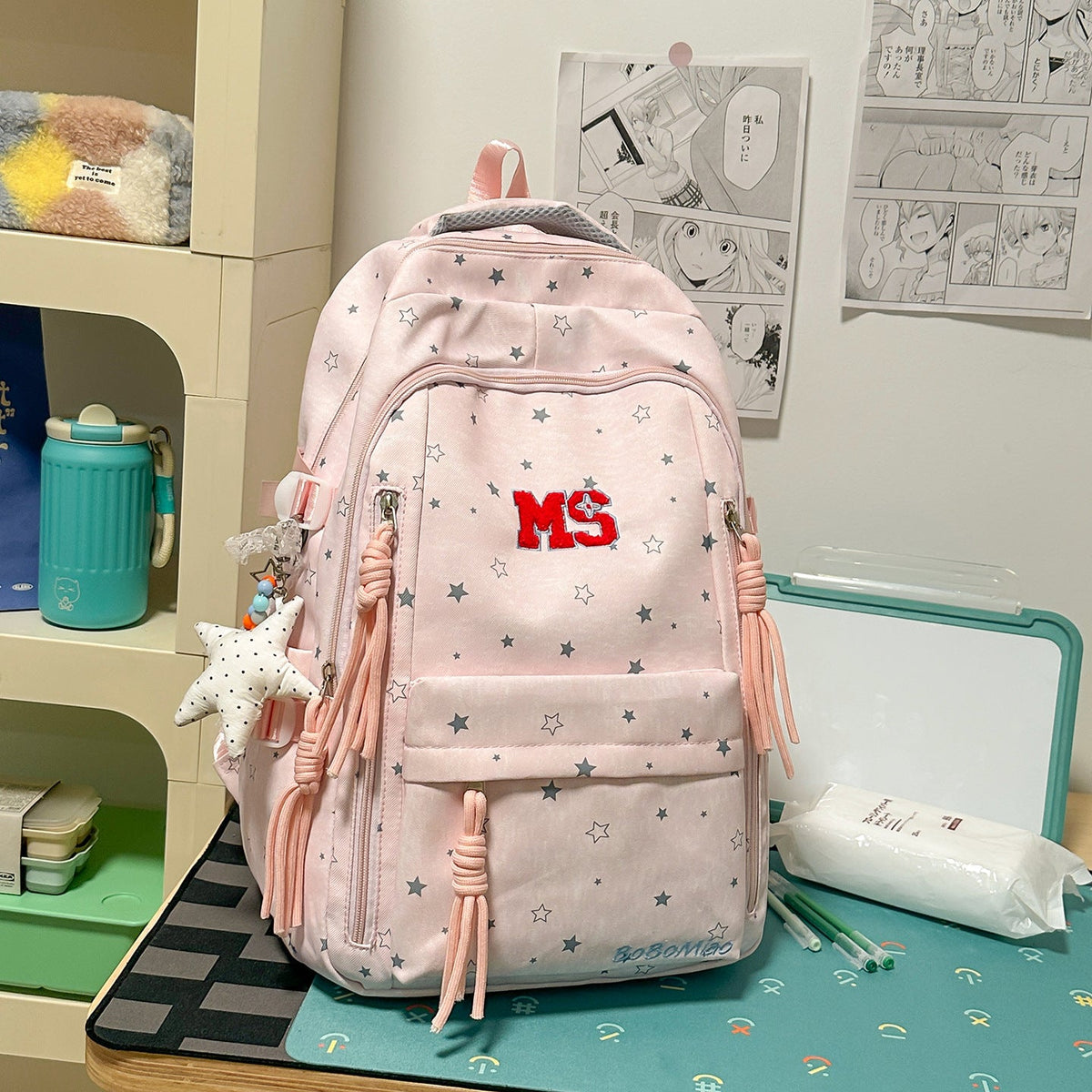 Star-Patterned Casual School Backpack LoungeYard — product view 6