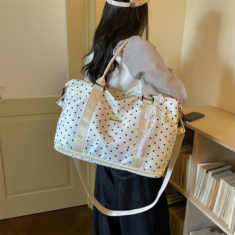 Chic Polka Dot Weekend Duffel Bag LoungeYard — product view 1