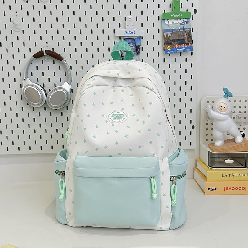 Playful Star Pattern School Backpack — product view 3