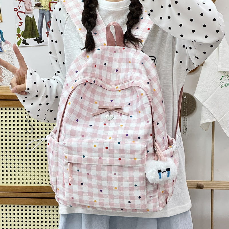Playful Checked Pattern Backpack LoungeYard — product view 1
