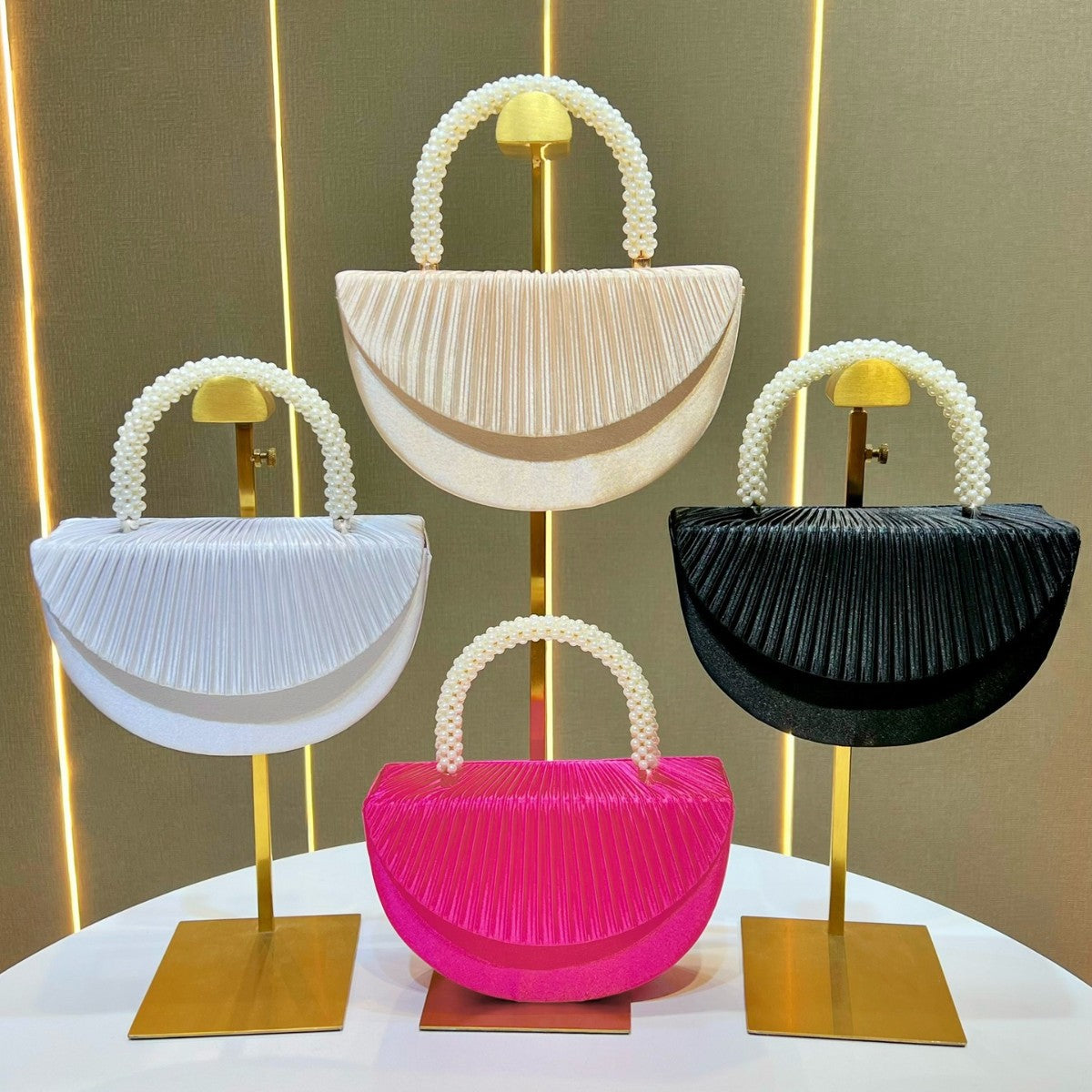 Pleated Satin Clutch Handbag — product view 4