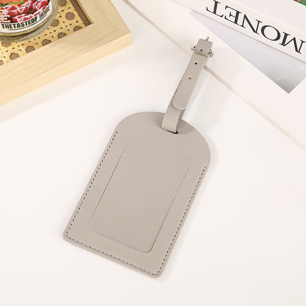 premium vegan leather luggage tag with adjustable buckle and clear ID window LoungeYard — product view 7