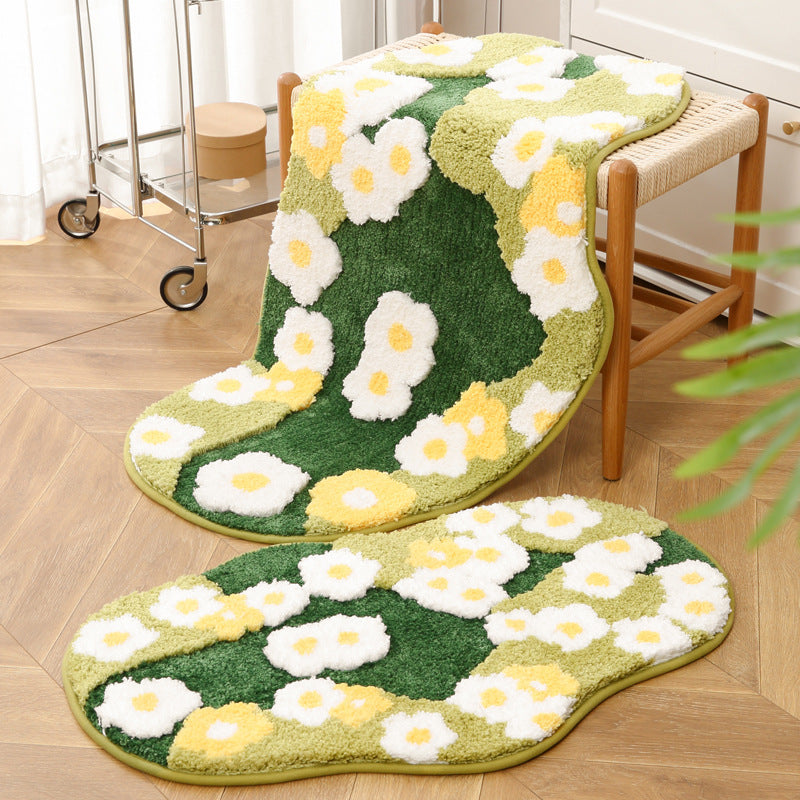 Floral Design Plush Bath Mat — product view 1