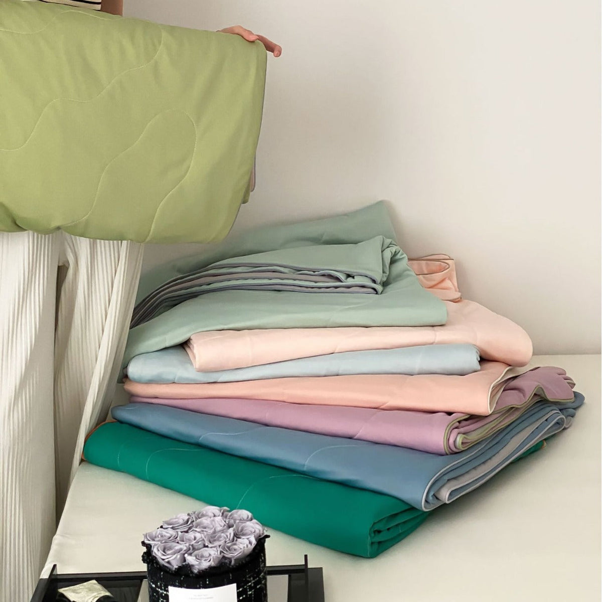 Light Reversible Summer Comforter with Cooling Microfiber Filling LoungeYard — product view 2