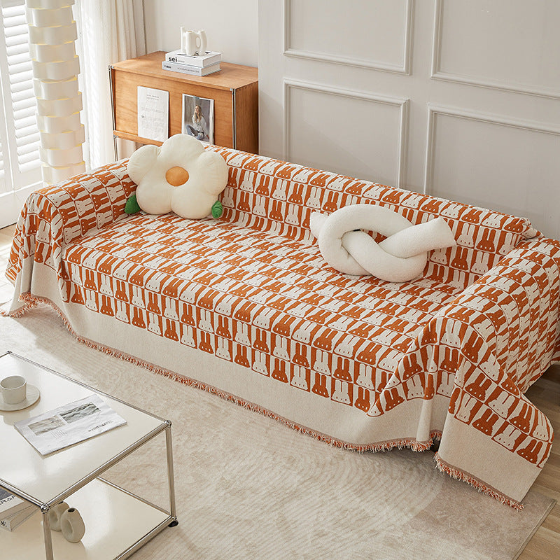 Cozy Rabbit Patterned Sofa Throw Blanket — product view 7