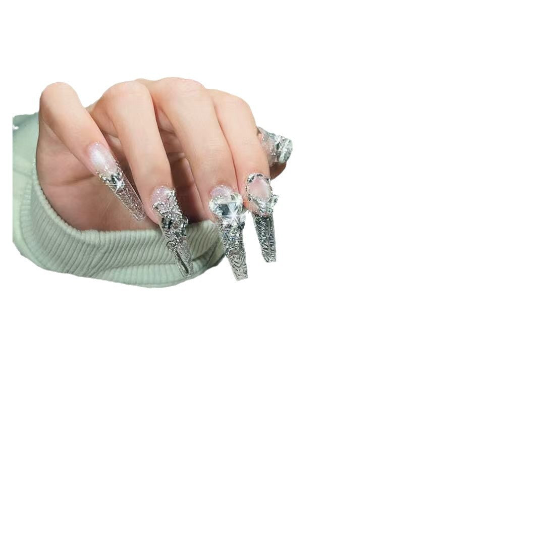 Luxury Crystal-Accented Long Nail Art Extensions — product view 4