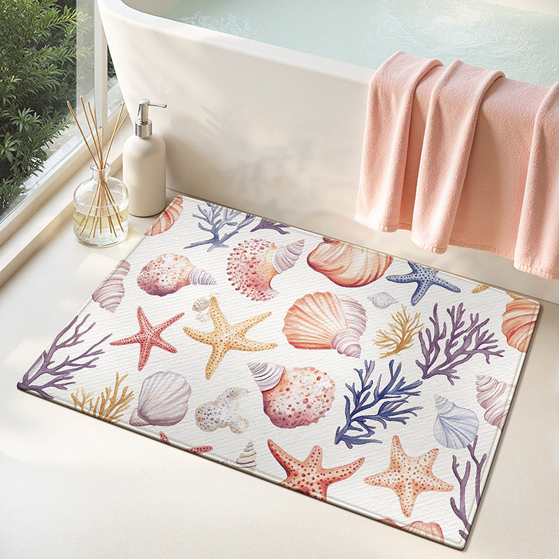 Coastal Shell Pattern Bath Mat — product view 1