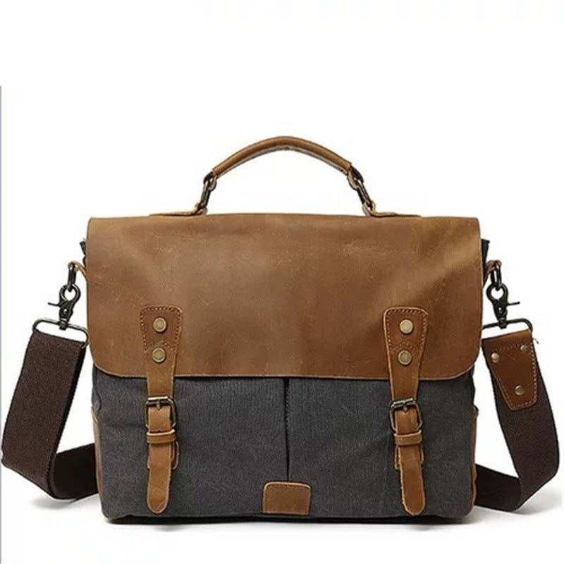 Robust Briefcase Made of Durable Canvas and Leather LoungeYard — product view 6