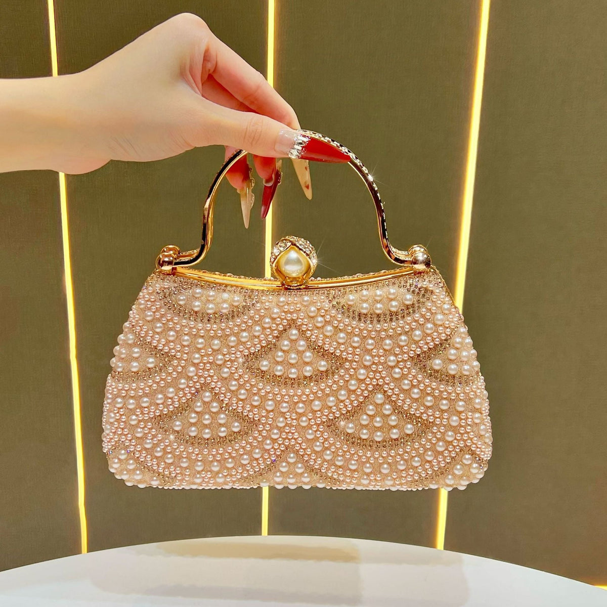 Vintage Pearl-Embellished Handbag — product view 6
