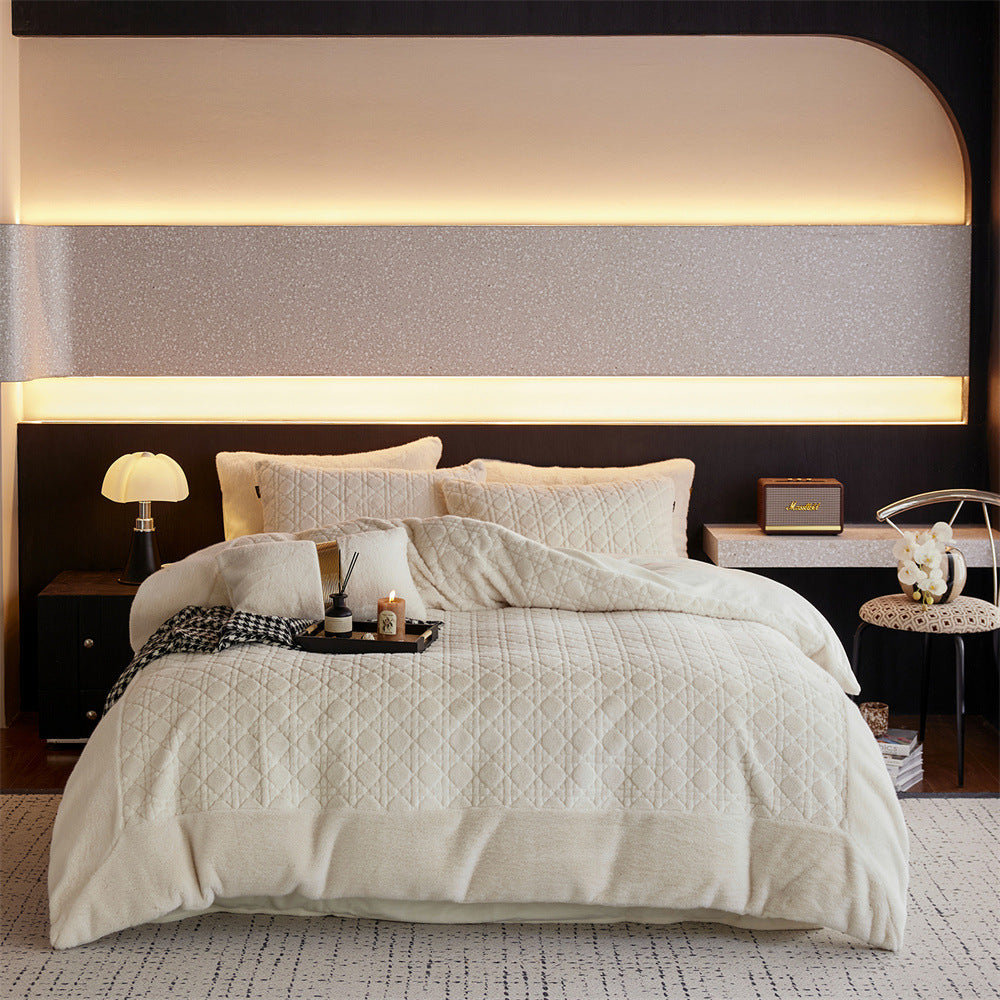 Quilted bedding set made of soft microfiber with diamond stitching — product view 6