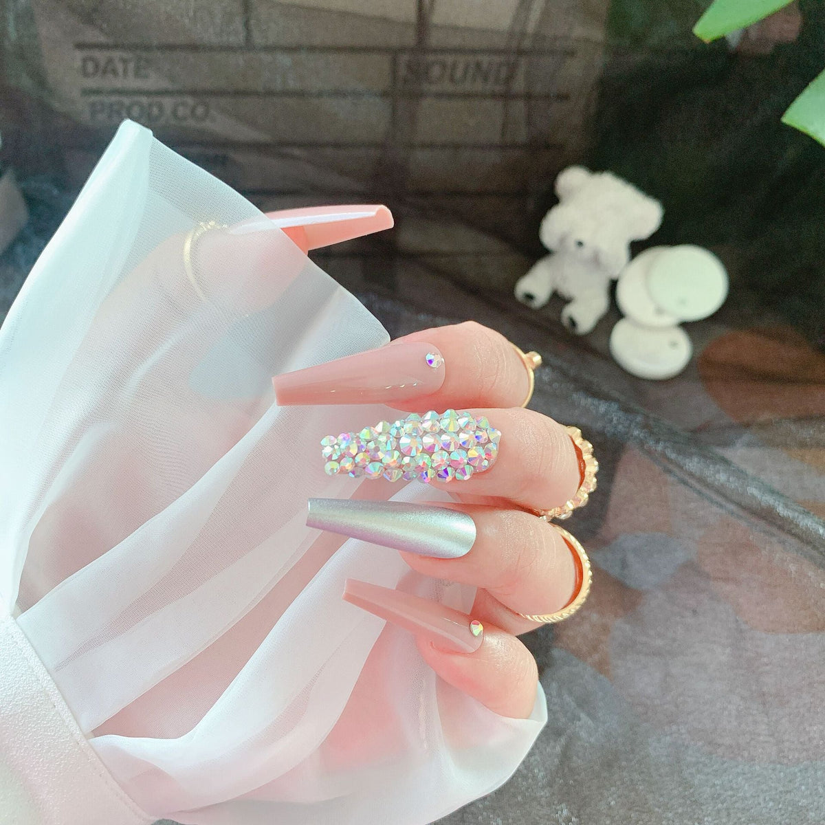 Glamorous Rhinestone Accented Nail Extensions — product view 3