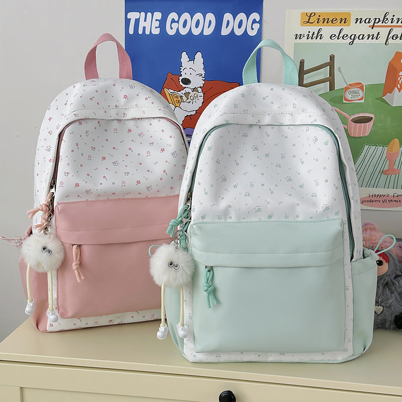 Mini backpack with floral design and practical organizer compartments LoungeYard — product view 4