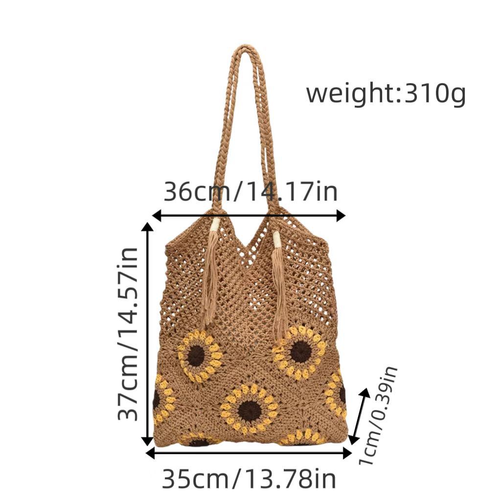 Large and Flexible Bag Made of Natural Material with Flower Pattern LoungeYard — product view 6