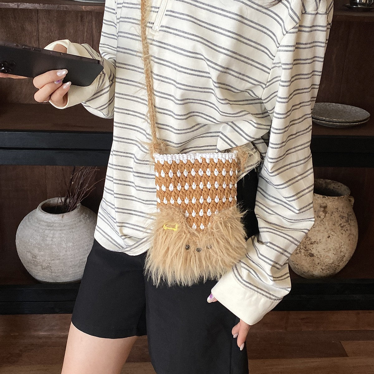 Cute Animal-Themed Plush Drawstring Pouch — product view 5