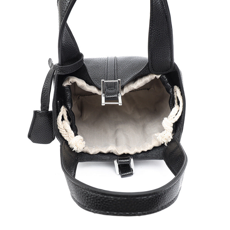 Dual-Compartment Textured Leather Tote Bag LoungeYard — product view 4