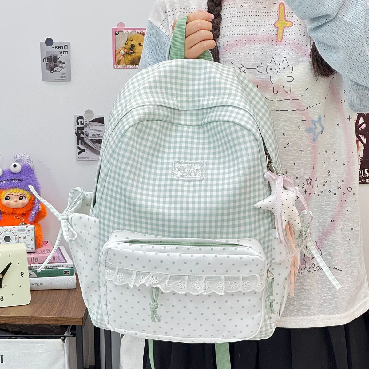 Cute Checked Pattern Backpack LoungeYard — product view 3