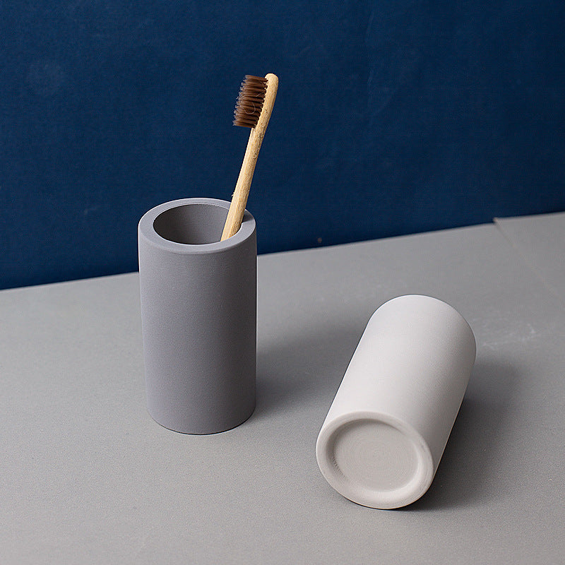 Concrete Single Toothbrush Stand Holder Set LoungeYard — product view 3