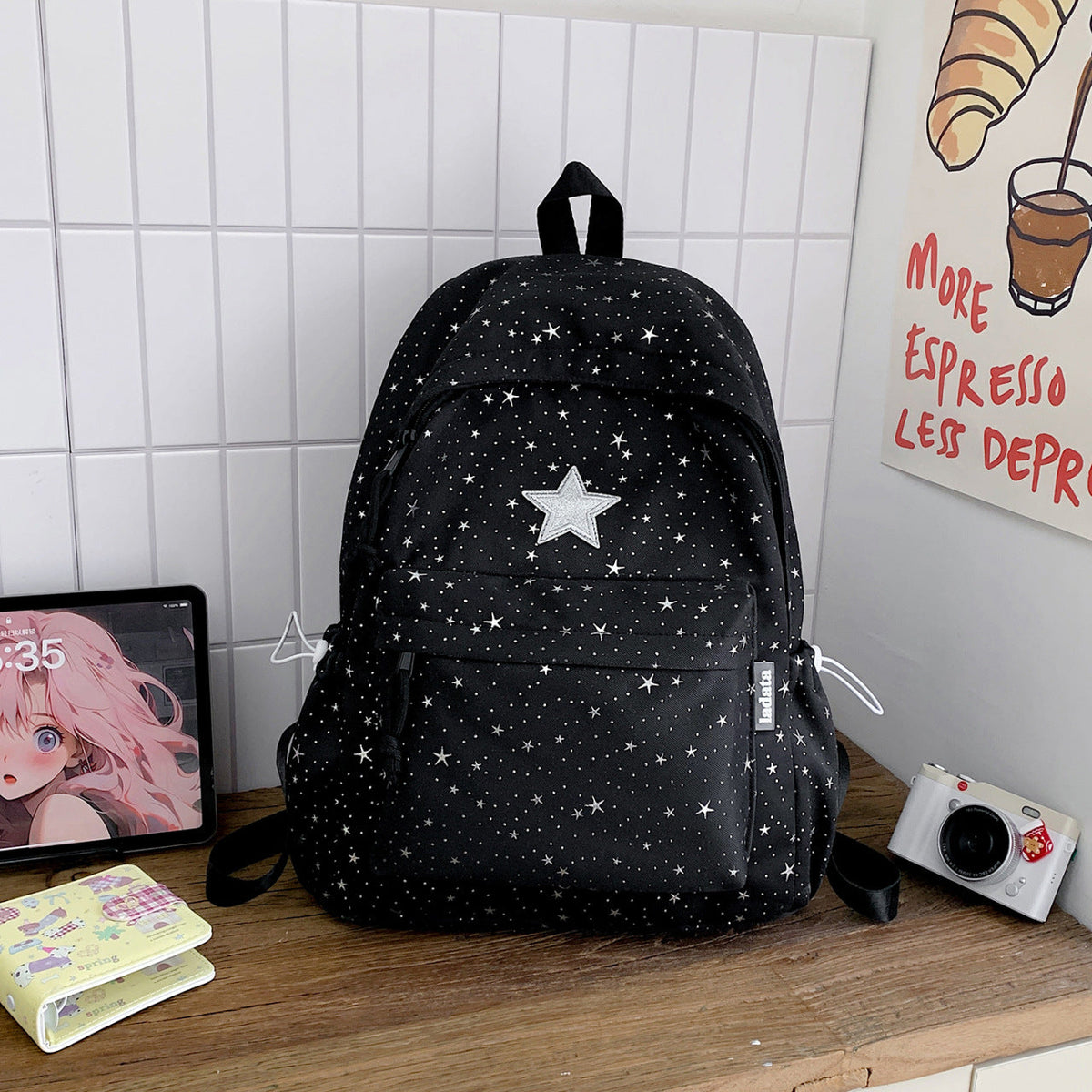 Star-Embellished Casual Backpack — product view 1