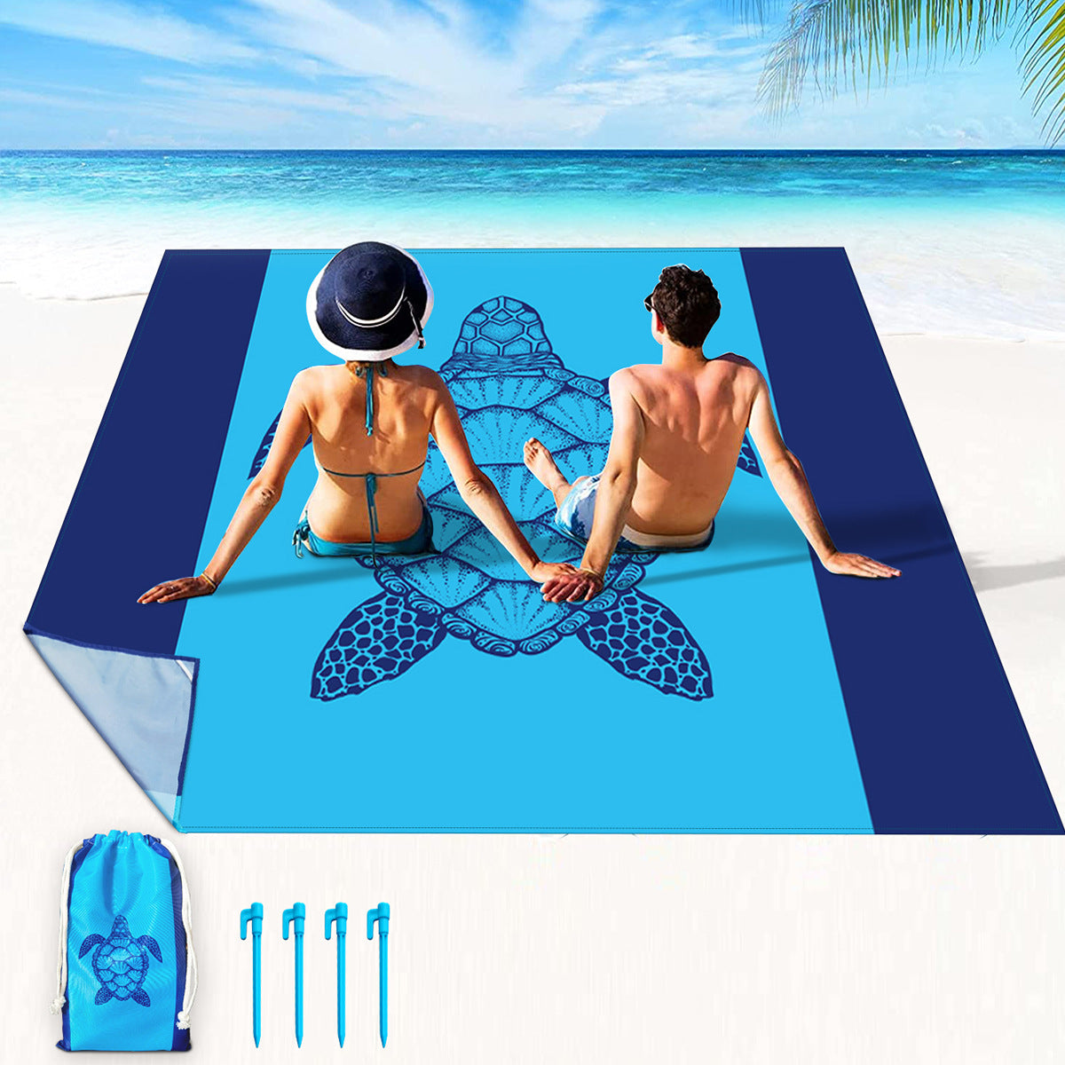 multifunctional beach towel with creative turtle design LoungeYard — product view 6