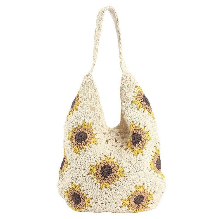 Handcrafted crochet bag with sunflower pattern LoungeYard — product view 4