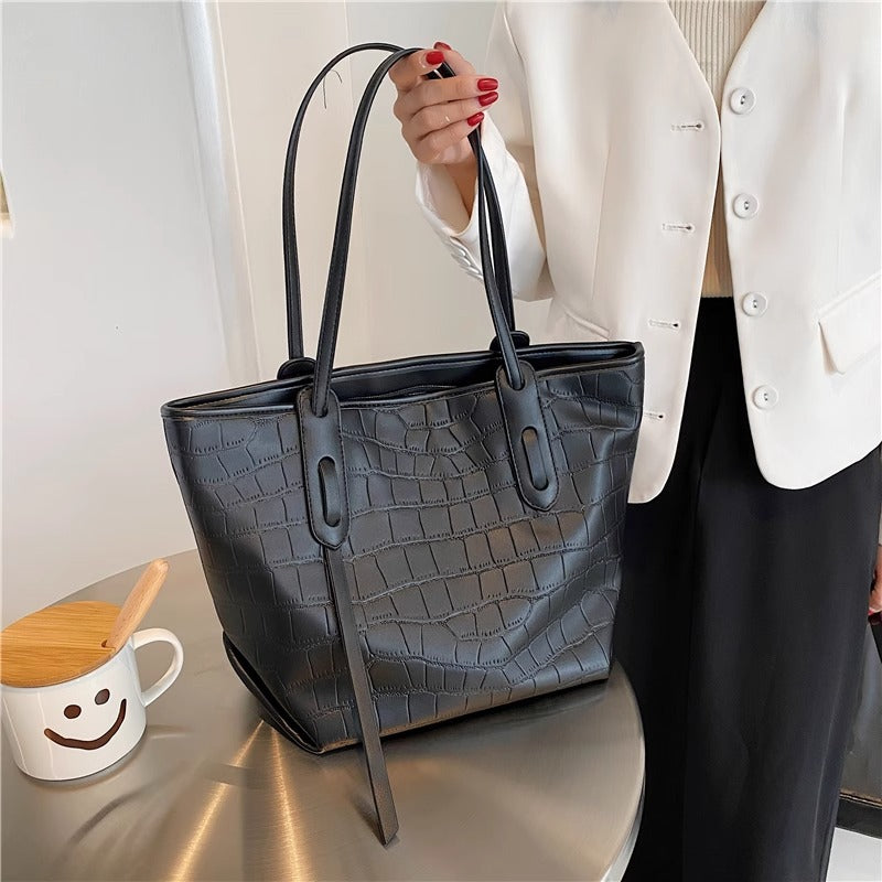 Modern Crocodile-Embossed Tote Bag LoungeYard — product view 2