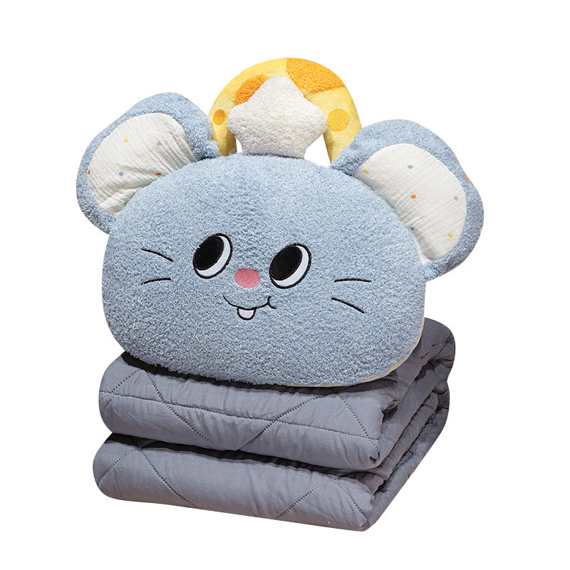 Kids' cuddle cushion with quilted travel blanket and cute mouse plush motif — product view 4