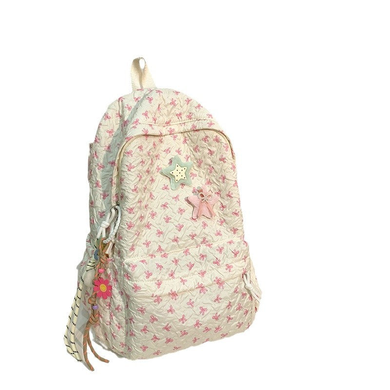 Quilted Floral Patterned Backpack LoungeYard — product view 1