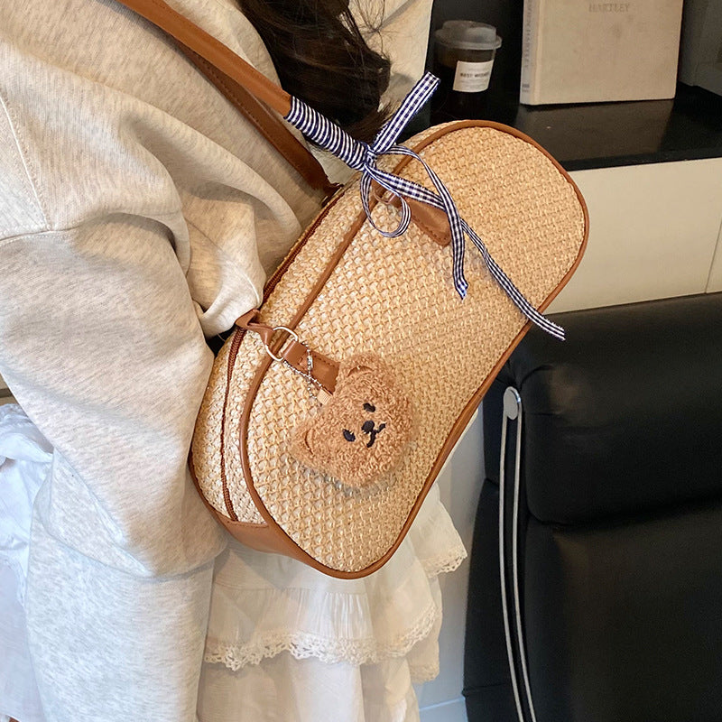Cute Woven Straw Shoulder Bag — product view 1