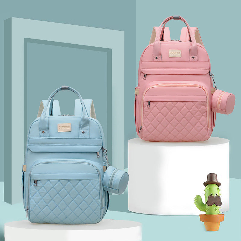 Versatile Quilted Backpack with Handy Side Pouch LoungeYard — product view 2