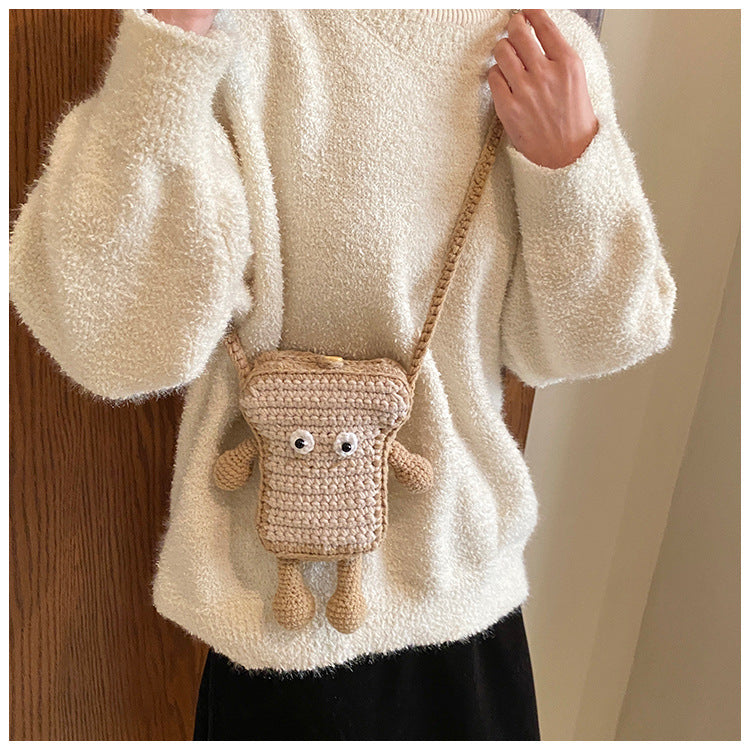 Cute Crochet Toast-Themed Mini Backpack — product view 5