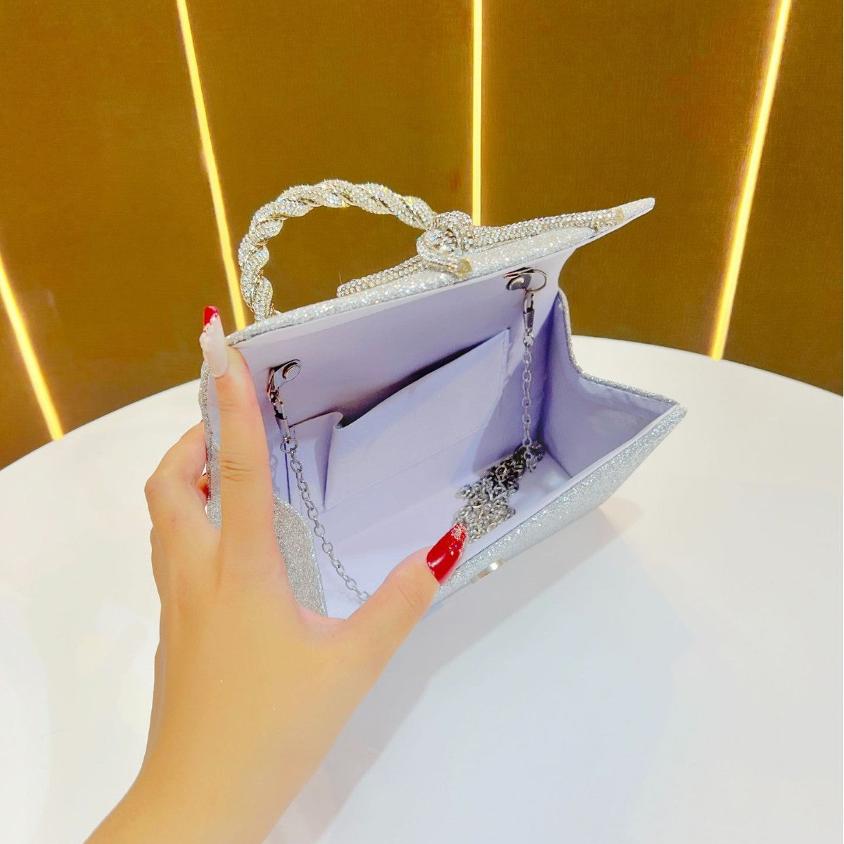 Sparkling Bow-Detail Evening Handbag — product view 3