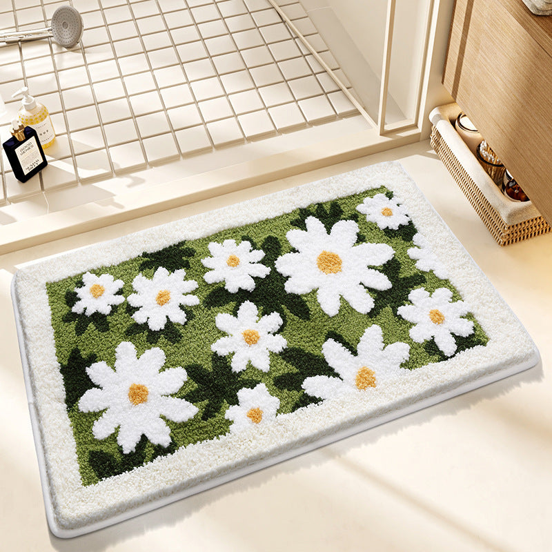 Floral Patterned Plush Bath Rug Bowlift — product view 4