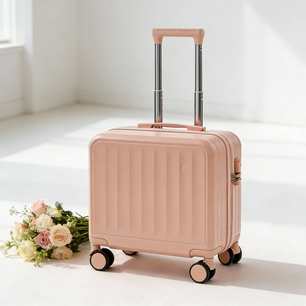 hardshell carry-on suitcase with telescopic handle and 360 degree spinner wheels LoungeYard — product view 3
