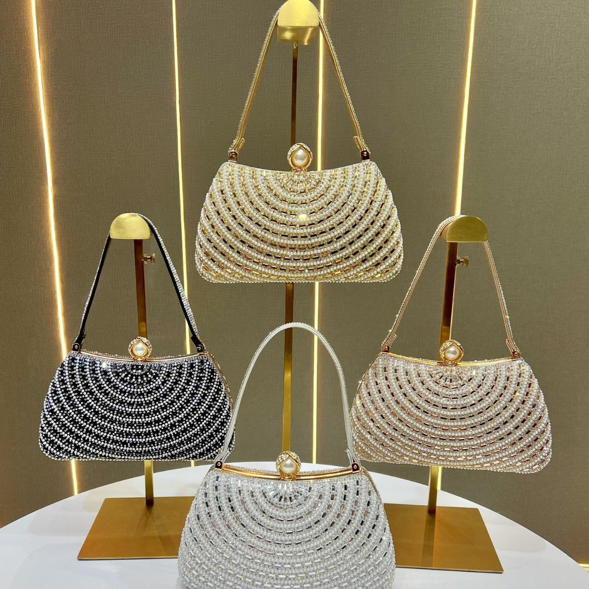 Decorative Crystal-Studded Evening Handbag — product view 4