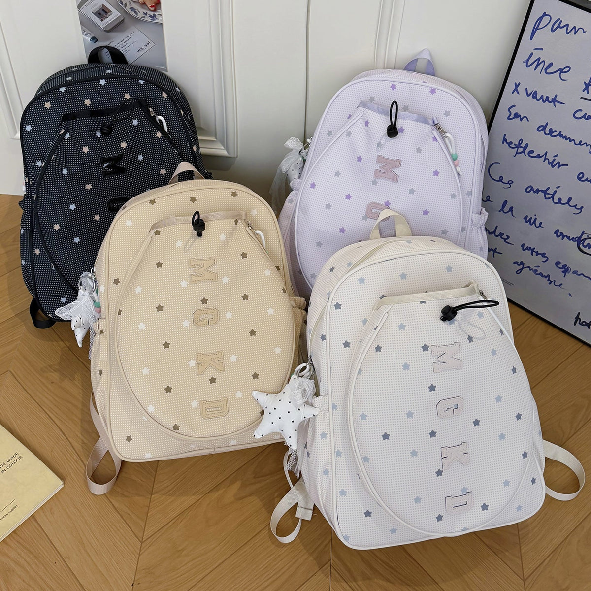 Star-Patterned Casual School Backpack LoungeYard — product view 4