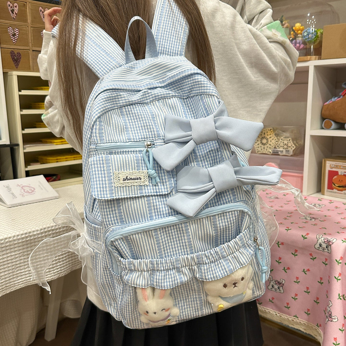 Decorative Bow-Embellished School Backpack LoungeYard — product view 2