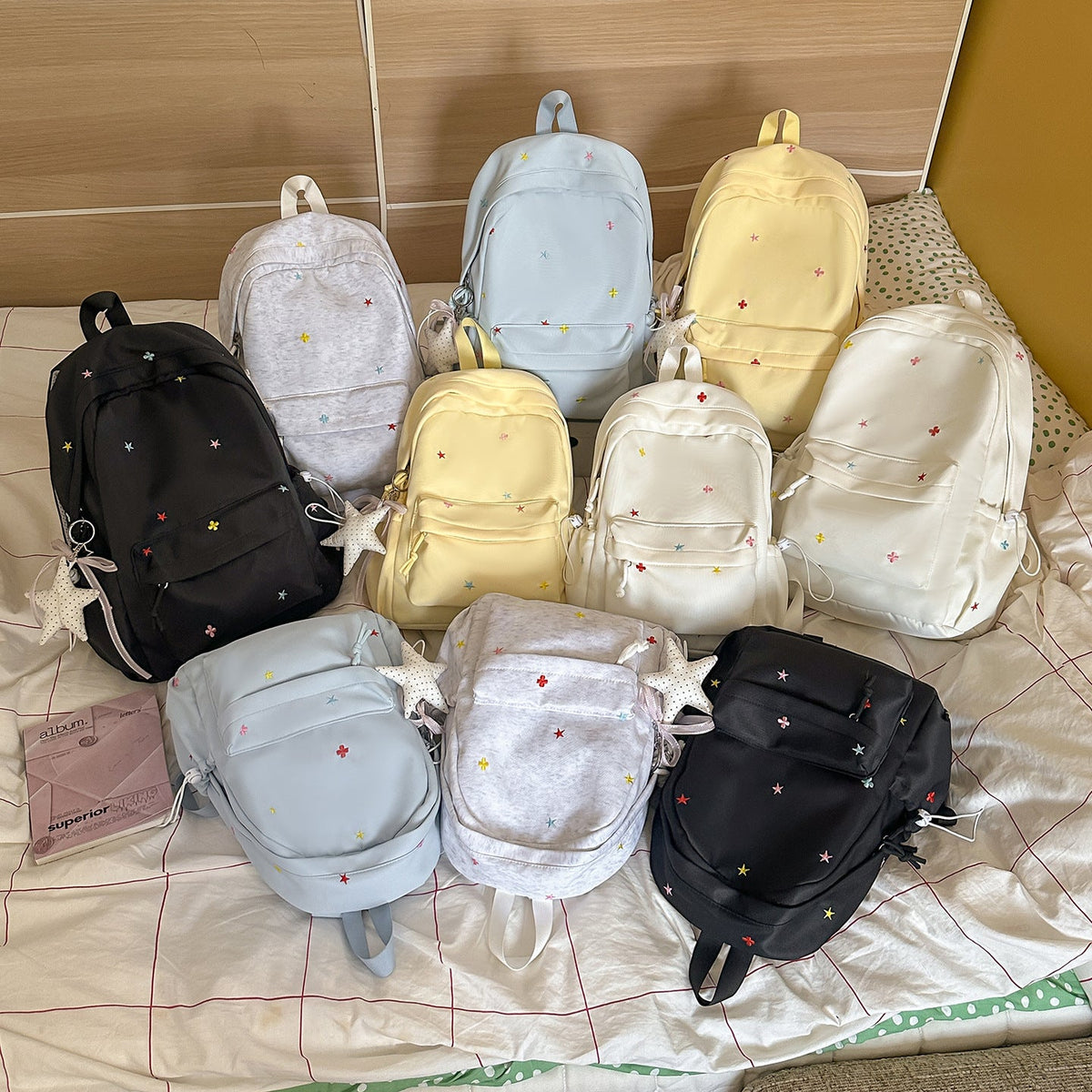 Casual Embroidered Star Backpack LoungeYard — product view 4
